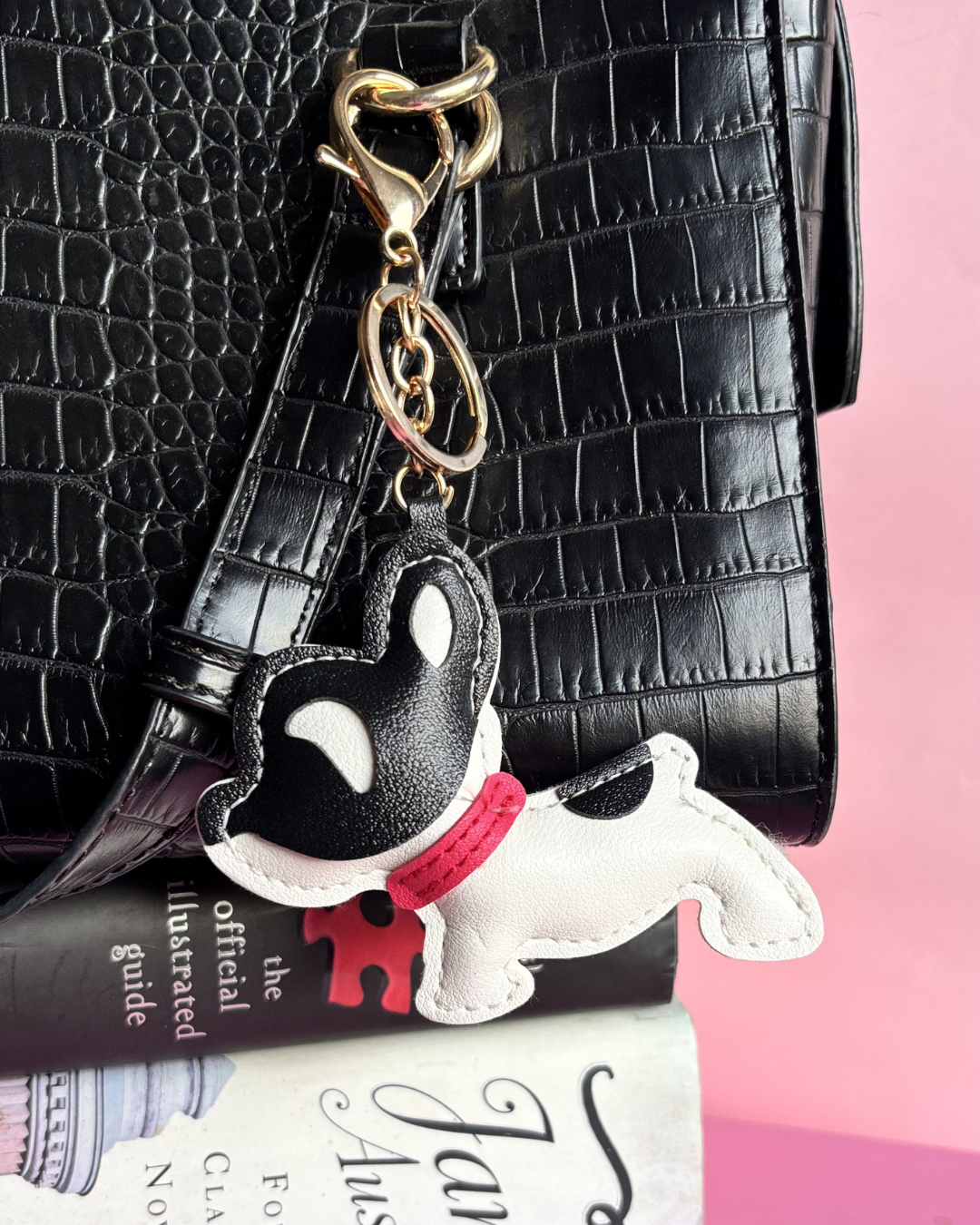 Set Charm Perrito Blanco y Negro + Letra Personalizada