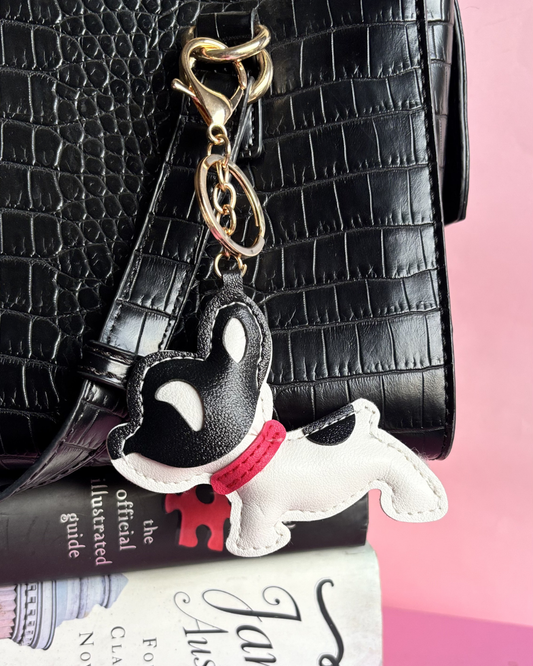 Set Charm Perrito Blanco y Negro + Letra Personalizada