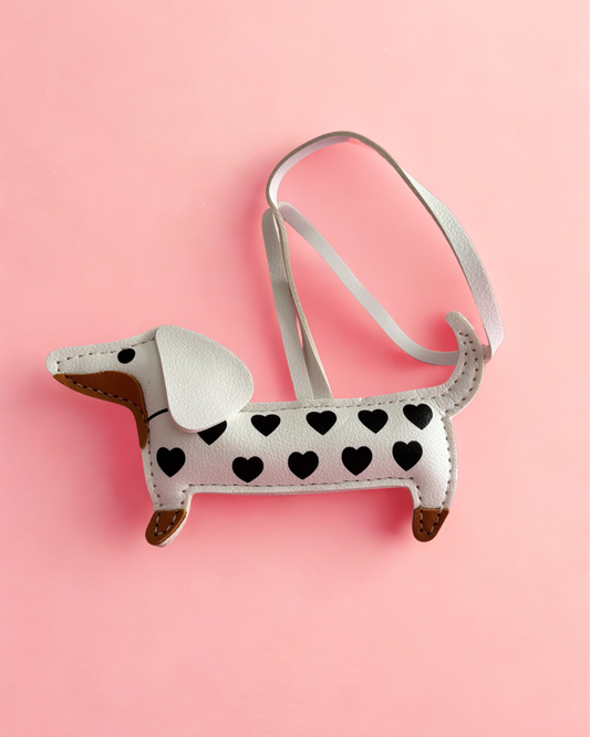 Set Charm Perrito Salchicha Corazones + Letra Personalizada