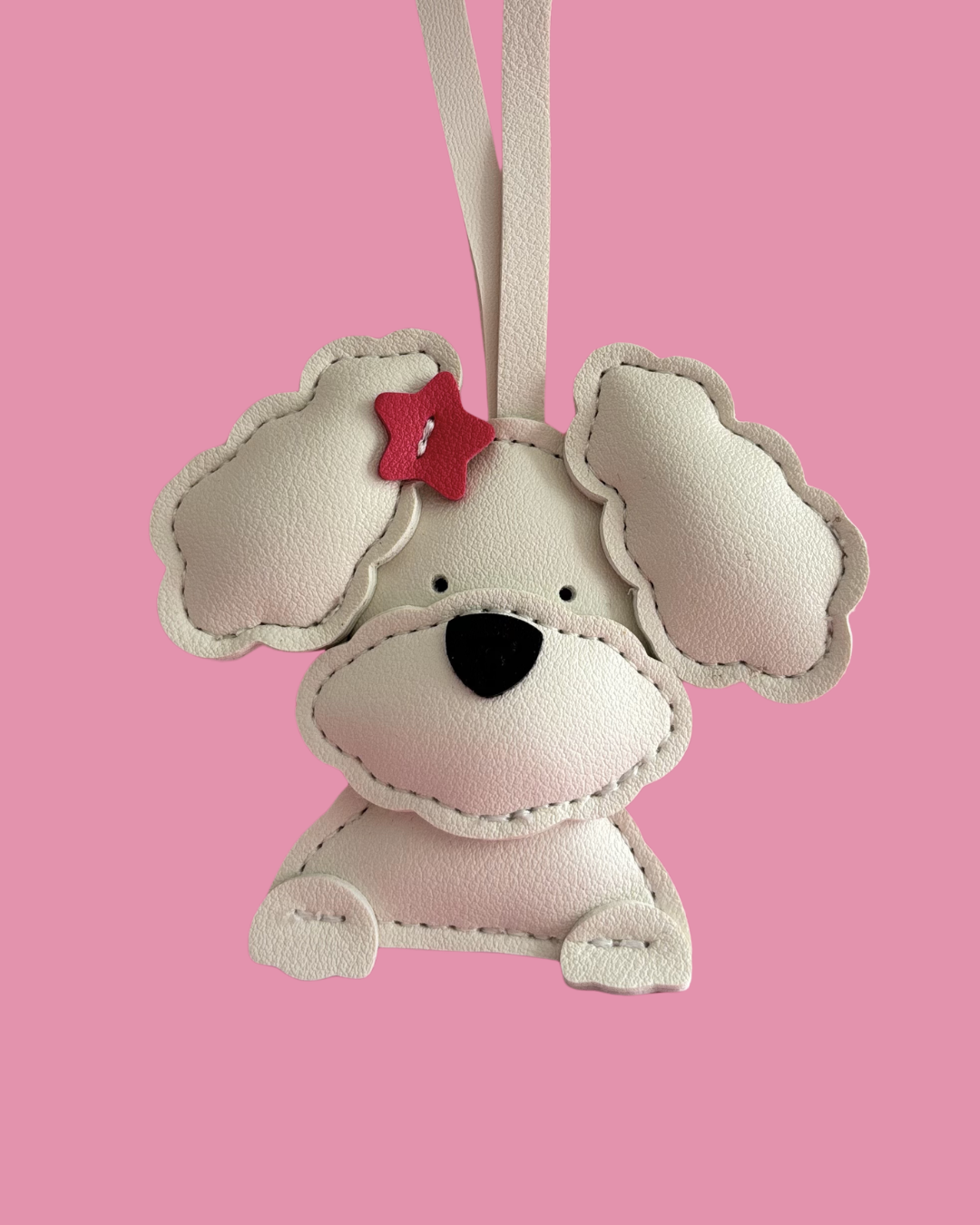 Set Charm Perrito Blanco Rizado + Letra Personalizada